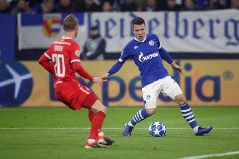 11 12 2018 Football Season 2018 2019 Champions League 6 Matchday FC Schalke 04 Locomotive Moscow v l Vladislav Ignatjev Locomotive Moscow Yevhen KONOPLYANKA FC Schalke 04 Gelsenkirchen Veltins Arena Germany