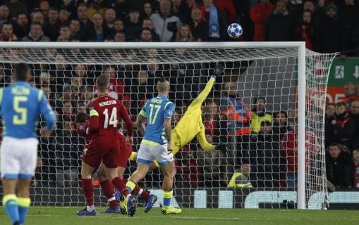 Marek Hamsik of Napoli shoots over the bar during the UEFA Champions League Group C match at Anfield Stadium, Liverpool. Picture date 11th December 2018. Picture credit should read: Andrew Yates Sportimage EDITORIAL USE ONLY. No use with unauthorised audio, video, data, fixture lists, club league logos or live services. Online in-match use limited to 120 images, no video emulation. No use in betting, games or single club league player publications. _AY20122.JPG