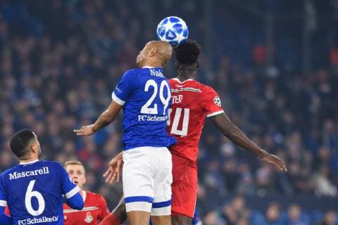 GER UEFA Champions League Group stage Group D FC Schalke 04 vs. FC Lokomotiv Moskva Moscow 11 12 2018 VELTINS Arena Gelsenkirchen Germany GER UEFA Champions League Group stage Group D FC Schalke 04 vs. FC Lokomotiv Moskva Moscow DFL REGULATIONS PROHIBIT ANY USE OF PHOTOGRAPHS AS IMAGE SEQUENCES AND OR QUASI VIDEO in picture duel between Naldo 29 Schalke and Eder 24 Moscow Headball nordphotox xKurth nph00016