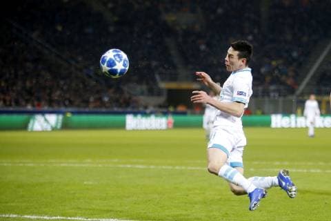 Sport Bilder des Tages MILAAN , Stadium San Siro, 11-12-2018, football, season 2018 2019, Champions League , PSV player Hirving Lozano scores the 0-1 during the Champions League game Inter - PSV Inter - PSV  x2683699x