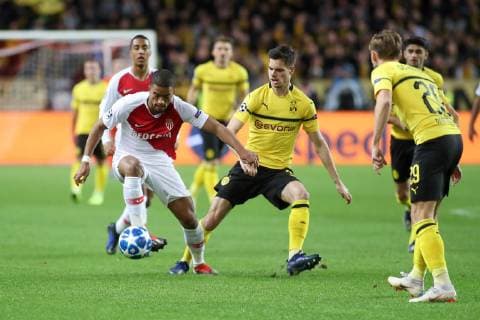 Monaco 11 12 2018 UEFA Champions League 2018 19 Season Group stage Group A 6 Matchday AS Monaco Borussia Dortmund Benjamin Henrichs Monaco and Julian Weigl BVB in duel battle for the ball DeFodi535