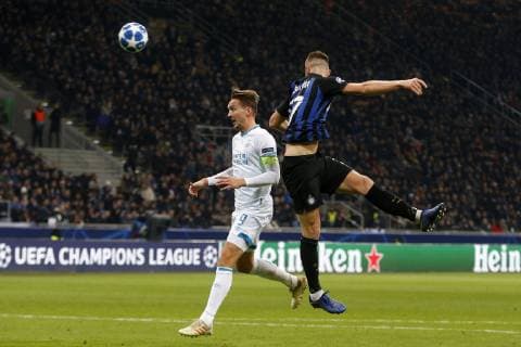 (L-R), Luuk de Jong of PSV, Milan Skriniar of Inter Milan during the UEFA Champions League group C match between Internazionale Milan and PSV Eindhoven at Stadio Giuseppe Meazza on December 11, 2018 in Milan, Italy UEFA Champions League 2018 2019 xVIxVIxImagesx xJeroenxPutmansxIVx 13046468