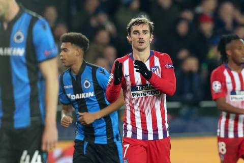 Atletico s Antoine Griezmann pictured during a game between Belgian soccer team Club Brugge KV and Spanish club Athletico Madrid, in Brugge, Tuesday 11 December 2018, on the sixth and last day of the UEFA Champions League, in the group A. BRUNOxFAHY  x05488147x