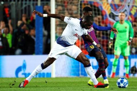 FC Barcelona Barca s French striker Ousmane Dembele (R) vies for the ball with Tottenham s Moussa Sissoko during the UEFA Champions League groups phase match between FC Barcelona and Tottenham Hotspur, at the Camp Nou stadium, in Barcelona, Catalonia, Spain, 11 December 2018. Barcelona vs. Tottenham Hotspur !ACHTUNG: NUR REDAKTIONELLE NUTZUNG!  Copyright: xAlejandroxGarciax GRAF5474 20181211-636801619880469577