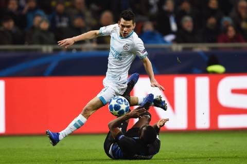Db Milano 11 12 2018 - Champions League Inter-PSV Eindhoven foto Daniele Buffa Image nella foto: Hirving Lozano-Kwadwo Asamoah 
