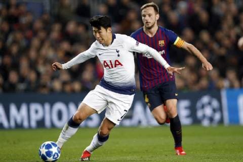(l-r) Ivan Rakitic of FC Barcelona Barca Heung-Min Son of Tottenham Hotspur FC during the UEFA Champions League group B match between FC Barcelona and Tottenham Hotspur FC at the Camp Nou stadium on December 11, 2018 in Barcelona, Spain UEFA Champions League 2018 2019 xVIxVIxImagesx xMauricexvanxSteenxIVx 13046812