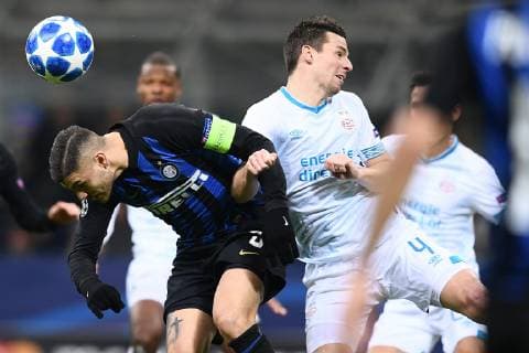 Mg Milano 11 12 2018 - Champions League Inter-Psv Eindhoven foto Matteo Gribaudi Image nella foto: Mauro Icardi-Nick Viergever 