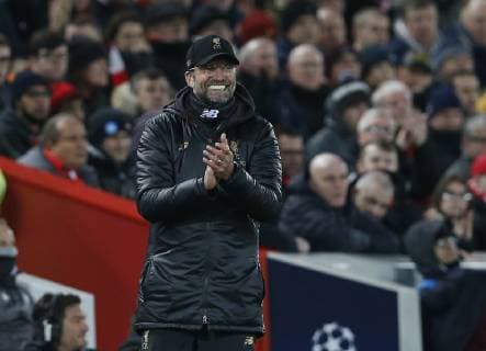 Jurgen Klopp manager of Liverpool smiles during the UEFA Champions League Group C match at Anfield Stadium, Liverpool. Picture date 11th December 2018. Picture credit should read: Andrew Yates Sportimage EDITORIAL USE ONLY. No use with unauthorised audio, video, data, fixture lists, club league logos or live services. Online in-match use limited to 120 images, no video emulation. No use in betting, games or single club league player publications. _AY20596.JPG