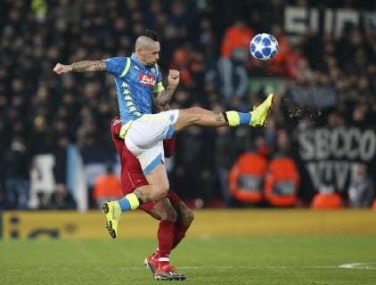Marek Hamsik of Napoli during the UEFA Champions League Group C match at Anfield Stadium, Liverpool. Picture date 11th December 2018. Picture credit should read: Andrew Yates Sportimage EDITORIAL USE ONLY. No use with unauthorised audio, video, data, fixture lists, club league logos or live services. Online in-match use limited to 120 images, no video emulation. No use in betting, games or single club league player publications. _AY20703.JPG