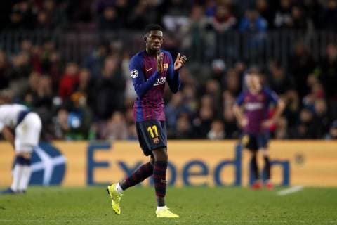 (l-r) Ousmane Dembele of FC Barcelona Barca during the UEFA Champions League group B match between FC Barcelona and Tottenham Hotspur FC at the Camp Nou stadium on December 11, 2018 in Barcelona, Spain UEFA Champions League 2018 2019 xVIxVIxImagesx xMauricexvanxSteenxIVx 13047453