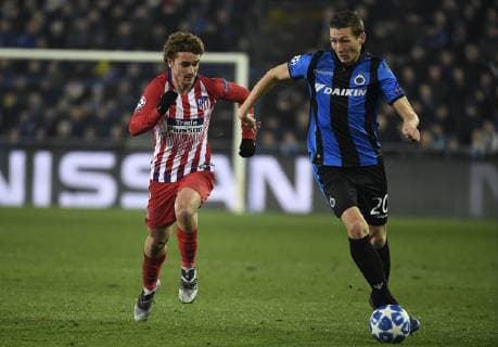 Hans Vanaken midfielder of Club Brugge and Atletico s Antoine Griezmann FOOTBALL : Club Bruges vs Atletico Madrid - Ligue des Champions - 11 12 2018 PhotoNews Panoramic 