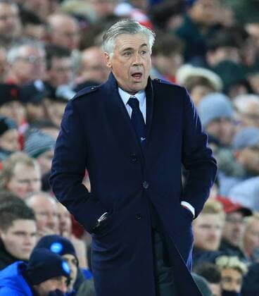 Sport Bilder des Tages 11th December 2018, Anfield, Liverpool, England; UEFA Champions League football, Liverpool versus Napoli; Napoli manager Carlo Ancelotti reacts to the the action as his team trail 1-0 during the first half  ActionPlus12086858 DavidxBlunsden