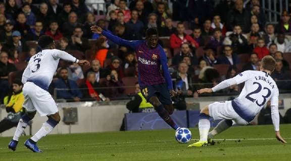 Partido de la Champions League disputado entre Barcelona y Tottenham. En la imagen, Dembele. Champions League match played between Barcelona and Tottenham. In this picture, Dembele. 