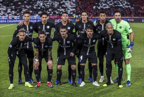 11th December 2018, Rajko Mitic Stadium, Belgrade, Serbia; UEFA Champions League football, Red Star Belgrade versus Paris Saint-Germain; The line up of Paris Saint Germain  ActionPlus12086874 NikolaxKrstic