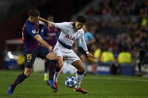 December 11, 2018 - Barcelona, Catalonia, Spain - Lenglet of Barcelona and Heung-Min Son of Tottenham during the match between FC Barcelona Barca and Tottenham Hotspurs at Camp Nou Stadium in Barcelona, Spain on December 11, 2018. FC Barcelona v Tottenham Hotspur - UEFA Champions League Group B  - ZUMAn230 20181211_zaa_n230_588 Copyright: xJosexBretonx