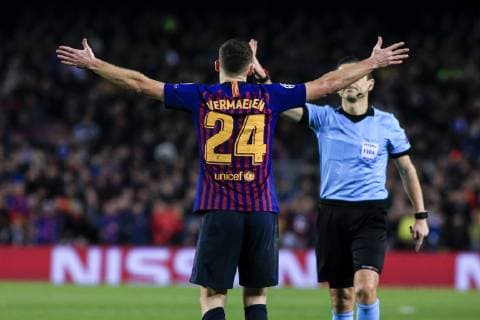 December 11, 2018 - Barcelona, Catalonia, Spain - 24 Vermaelen of FC Barcelona Barca during the UEFA Champions League Group B match between FC Barcelona and Tottenham Hotspur FC on December 11, 2018 at Camp Nou stadium in Barcelona, Spain. FC Barcelona v Tottenham Hotspur - UEFA Champions League Group B  - ZUMAn230 20181211_zaa_n230_545 Copyright: xXavierxBonillax