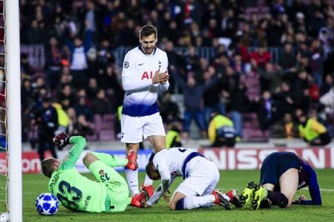 December 11, 2018 - Barcelona, Catalonia, Spain - 07 Son Heung-Min from South Korea of Tottenham Hotspur celebrating his goal during the UEFA Champions League Group B match between FC Barcelona Barca and Tottenham Hotspur FC on December 11, 2018 at Camp Nou stadium in Barcelona, Spain. FC Barcelona v Tottenham Hotspur - UEFA Champions League Group B  - ZUMAn230 20181211_zaa_n230_534 Copyright: xXavierxBonillax