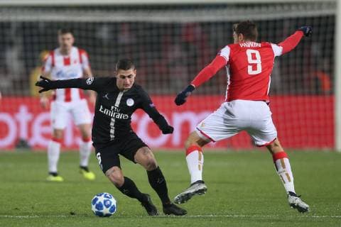 MARCO VERRATTI Marko Verati football PSG Paris Saint Germain during UEFA Champions League match against Crena zvezda at Rajko Mitic stadium, Belgrade 11.12.2018. MarkoxMetlas 