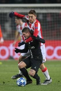 MARCO VERRATTI Marko Verati football PSG Paris Saint Germain during UEFA Champions League match against MILAN PAVKOV of Crvena zvezda at Rajko Mitic stadium, Belgrade 11.12.2018. MarkoxMetlas 