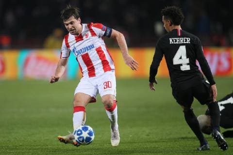 FILIP STOJKOVIC football Crvena zvezda during UEFA Champions League match against PSG Paris Saint Germain at Rajko Mitic stadium, Belgrade 11.12.2018. MarkoxMetlas 
