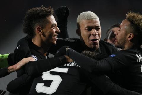 MARQUINHOS Markinjos, KYLIAN MBAPPE Kilian Mbape, NEYMAR Neimar football PSG Paris Saint Germain during UEFA Champions League match against Crvena zvezda at Rajko Mitic stadium, Belgrade 11.12.2018. MarkoxMetlas 