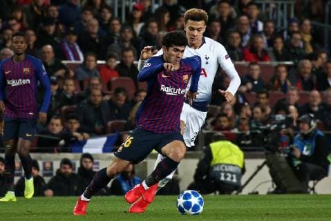 December 11, 2018 - Barcelona, Catalonia, Spain - Cales Alena and Dele Alli during the match between FC Barcelona Barca and Tottenham Hotspur FC, corresponding to the week 6 of the UEFA Champions League, played at the Camp Nou Stadium on 11th December 2018 in Barcelona, Spain. ( Urbanandsport NurPhoto) FC Barcelona v Tottenham Hotspur - UEFA Champions League Group B  - ZUMAn230 20181211_zaa_n230_681 Copyright: xJoanxVallsx