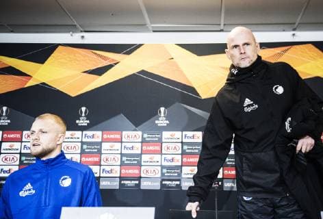 Nicolai Boilesen og Staale Solbakken ved FC Koebenhavn pressemoede forud for Europa League kampen mod Bordeaux, i Koebenhavn onsdag den 12. december 2018.. , Copenhagen Denmark  Copyright: JonasxOlufsonx COP102 78305 spdk20181212-174049-L
