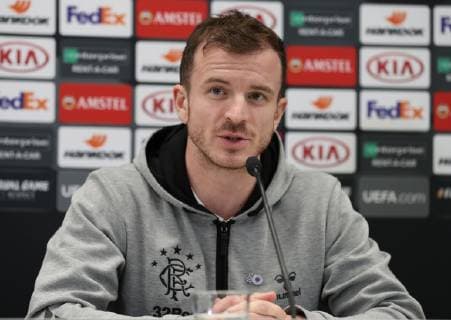 SOCCER - UEFA EL, Rapid vs Rangers VIENNA,AUSTRIA,12.DEC.18 - SOCCER - UEFA Europa League, group stage, SK Rapid Wien vs Glasgow Rangers, preview, press conference PK Pressekonferenz Rangers. Image shows Andrew Halliday (Rangers). Keywords: Wien Energie. GEPAxpictures xChristianxOrt