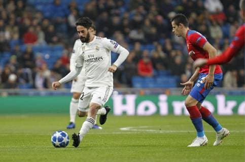 Soccer match between Real Madrid and CSK of the Champions League 2018 2019 held at the Santiago Bernabeu stadium in Madrid Photo Jose Cuesta 261 Cordon Press Isco Cordon Press  xJosexLuisxCuestax xx