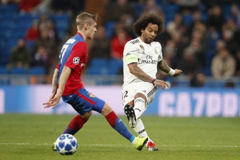 (L-R) Arnor Sigurdsson of CSKA Moscow, Marcelo of Real Madrid during the UEFA Champions League group G match between Real Madrid and CSKA Moskva at the Santiago Bernabeu stadium on December 12, 2018 in Madrid, Spain UEFA Champions League 2018 2019 xVIxVIxImagesx xMauricexvanxSteenxIVx 13053482