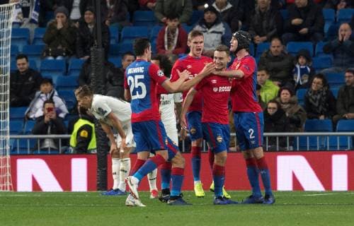 CSKA Moscow s Fedor Chalov (C) jubilates a goal with his teammates during the UEFA Champions League 6th round groups phase match between Real Madrid and CSKA Moscow, at the Santiago Bernabeu stadium, in Madrid, Spain, 12 December 2018. Real Madrid vs. CSKA Moscow !ACHTUNG: NUR REDAKTIONELLE NUTZUNG!  Copyright: xRodrigoxJimenezx GRAF6008 20181212-636802409400674518