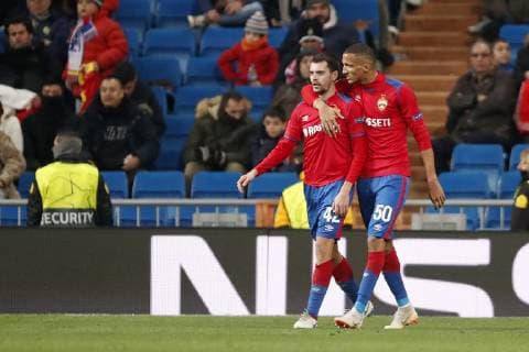 (L-R) Georgi Schennikov of CSKA Moscow, Rodrigo Becao of CSKA Moscow during the UEFA Champions League group G match between Real Madrid and CSKA Moskva at the Santiago Bernabeu stadium on December 12, 2018 in Madrid, Spain UEFA Champions League 2018 2019 xVIxVIxImagesx xMauricexvanxSteenxIVx 13053574