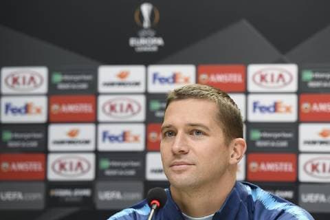 Goalie of Zenit Mikhail Kerzhakov speaks during the press conference PK Pressekonferenz prior to the Football European League 6th round group C match: Slavia Praha - Zenit Petrohrad in Prague, Czech Republic, December 12, 2018. (CTKxPhoto OndrejxDeml) CTKPhotoP201812121023501  dml 005