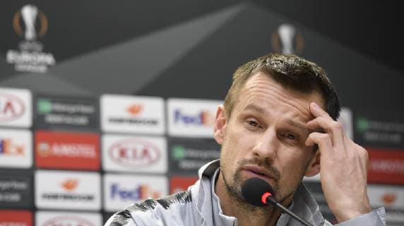 Coach of Zenit Sergei Semak speaks during the press conference PK Pressekonferenz prior to the Football European League 6th round group C match: Slavia Praha - Zenit Petrohrad in Prague, Czech Republic, December 12, 2018. (CTKxPhoto OndrejxDeml) CTKPhotoP201812121027101  dml 007