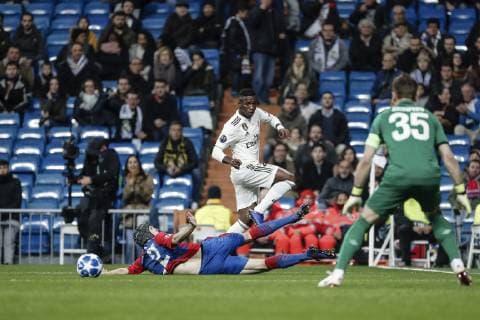 12th December 2018, Santiago Bernabeu, Madrid, Spain; UEFA Champions League football, Real Madrid versus CSKA Moscow; Vinicius Junior (Real Madrid) in action during the match  ActionPlus12087169 ShotxforxPress