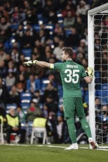 12th December 2018, Santiago Bernabeu, Madrid, Spain; UEFA Champions League football, Real Madrid versus CSKA Moscow; Igor Akinfeev (CSK)gives his defense instructions during the match  ActionPlus12087183 ShotxforxPress