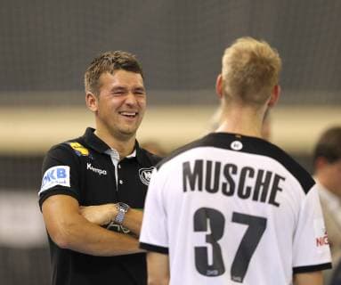 Photo Cheers of the German players after the final whistle here national coach Christian Prokop and Matthias Musche handball international in Rostock on Wed 12 12 2018 Germany Poland 35 23