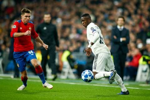 December 12, 2018 - Madrid, MADRID, SPAIN - Vinicius Junior of Real Madrid during the UEFA Champions League football match played between Real Madrid and CSKA Moskova at Santiago Bernabeu stadium, Madrid, Spain, on December 12th, 2018. Soccer: Champions League - Real Madrid v CSKA Moskova - ZUMAa181 20181212_zaa_a181_073 Copyright: xAFP7x