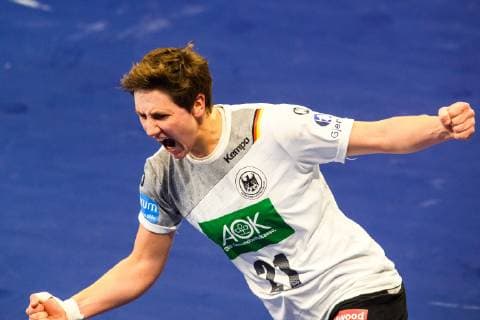 181212 Ina Grossmann of Germany celebrates during the EHF European WomenÕs Handball Championship match between Netherlands Germany on December 11 2018 in Nancy Photo Fredrik Varfjell BILDBYR u0081N kod FV 150186, detectedSourceLanguage  Copyright: FREDRIKxVARFJELL BB181212FV085