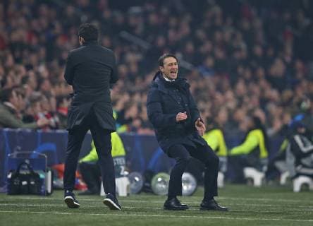 12 12 2018 Football UEFA Champions League 2018 2019 Group Phase 6 Matchday Ajax Amsterdam FC Bayern Munich at Johan Cruijff Arena Amsterdam L R Sports Director Hasan Salihamizic Bayern Munich and Coach Niko Kovac Bayern Munich DFL and DFB regulations prohibit any use of photographs as image sequences and or quasi video