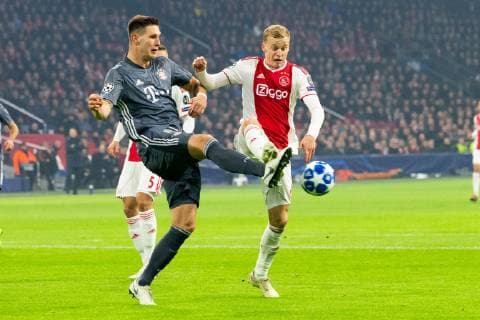 Niklas Sule of FC Bayern Munchen, Matthijs de Ligt of Ajax during the UEFA Champions League group E match between Ajax Amsterdam and Bayern Munich at the Johan Cruijff Arena on December 12, 2018 in Amsterdam, The Netherlands UEFA Champions League 2018 2019 xVIxVIxImagesx xTomxBodexMultimediaxIVx 13054386