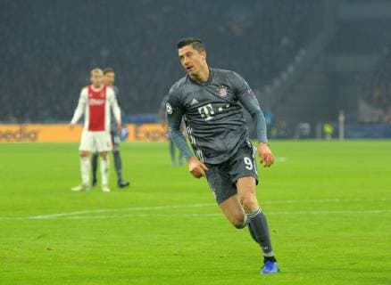 Amsterdam The Netherlands 12th December 2018 Champions League Ajax vs Bayern Munchen. Robert Lewandowski scores for Bayern in the 13th minute. 