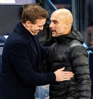 12 12 2018 xfux Soccer UEFA Champions League Manchester City FC TSG 1899 Hoffenheim emspor v l Coach Julian Nagelsmann TSG 1899 Hoffenheim Coach Pep Guardiola Manchester City FC Manchester