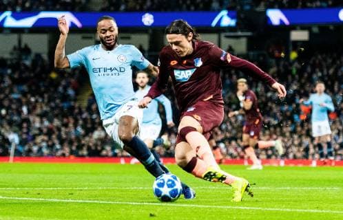 12 12 2018 xfux Football UEFA Champions League Manchester City FC TSG 1899 Hoffenheim emspor v l Raheem Sterling Manchester City FC Nico Schulz TSG 1899 Hoffenheim Manchester