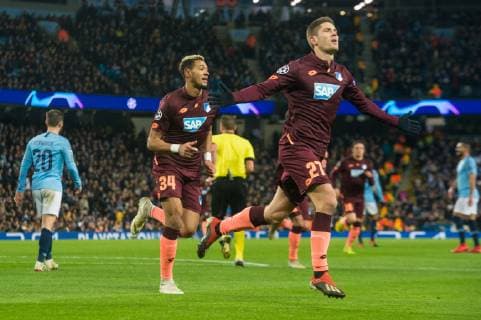 Manchester City v TSG 1899 Hoffenheim UEFA Champions League Andrej Kramaric of TSG celebrates after scoring a penalty kick for his sides first goal during the UEFA Champions League match at the Etihad Stadium, Manchester Content Not Available For UK Newspapers Copyright: xMattxWilkinsonx FIL-12681-0020