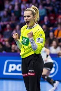 Handball Women European Championship Netherlands Germany Main Round Group 2 3 Matchday at the Palais des Sports Torhueterin Dinah Eckerle Germany SG BBM Bietigheim Jubel Freude Emotion Nancy Palais des Sports Jean Weille France
