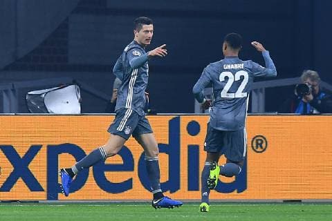 Football Champions League Group Phase 6 Matchday Ajax Amsterdam FC Bayern Munich on 12 12 2018 in the Johann Cruyff ArenA in Amsterdam Goal celebration to 0 1 by Robert Lewandowski München DFL Regulations prohibit any use of photographs as image sequences and or quasi video xRx