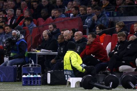 Coach Erik ten Hag of Ajax (C) during the UEFA Champions League group E match between Ajax Amsterdam and Bayern Munich at the Johan Cruijff Arena on December 12, 2018 in Amsterdam, The Netherlands UEFA Champions League 2018 2019 xVIxVIxImagesx xJeroenxPutmansxIVx 13054561