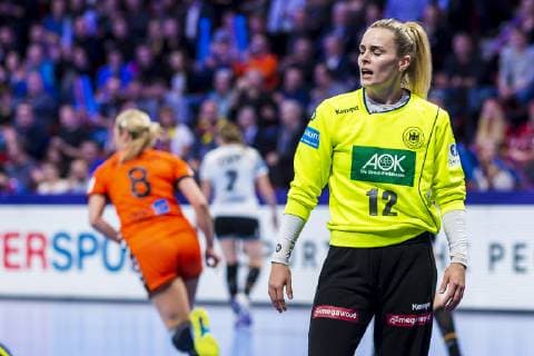 Handball Women European Championship Netherlands Germany Main Round Group 2 3 Matchday at Palais des Sports Goalkeeper Dinah Eckerle Germany SG BBM Bietigheim angry angry angry angry angry angry angry screams raves Nancy Palais des Sports Jean Weille France