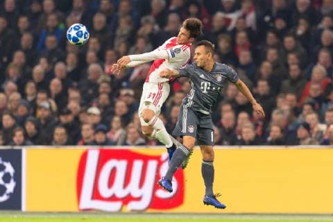 Amsterdam Netherlands 12 12 2018 UEFA Champions League 2018 19 Season Back Round Group Stage 6 Matchday Ajax Amsterdam FC Bayern Munich Nicolas Tagliafico Ajax and Rafinha FCB in the duel DeFodi053